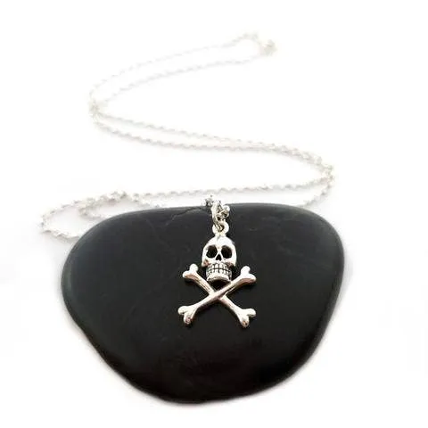 Skull and Crossbones Sterling Silver Charm Necklace