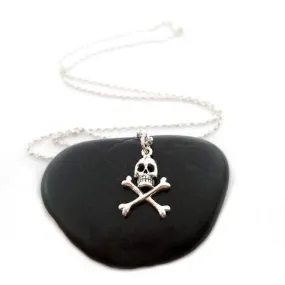 Skull and Crossbones Sterling Silver Charm Necklace
