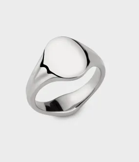 Small Oval Signet Ring in Silver, Size P