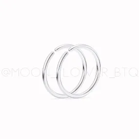 Small Silver Fixed Hoop Earrings 10mm