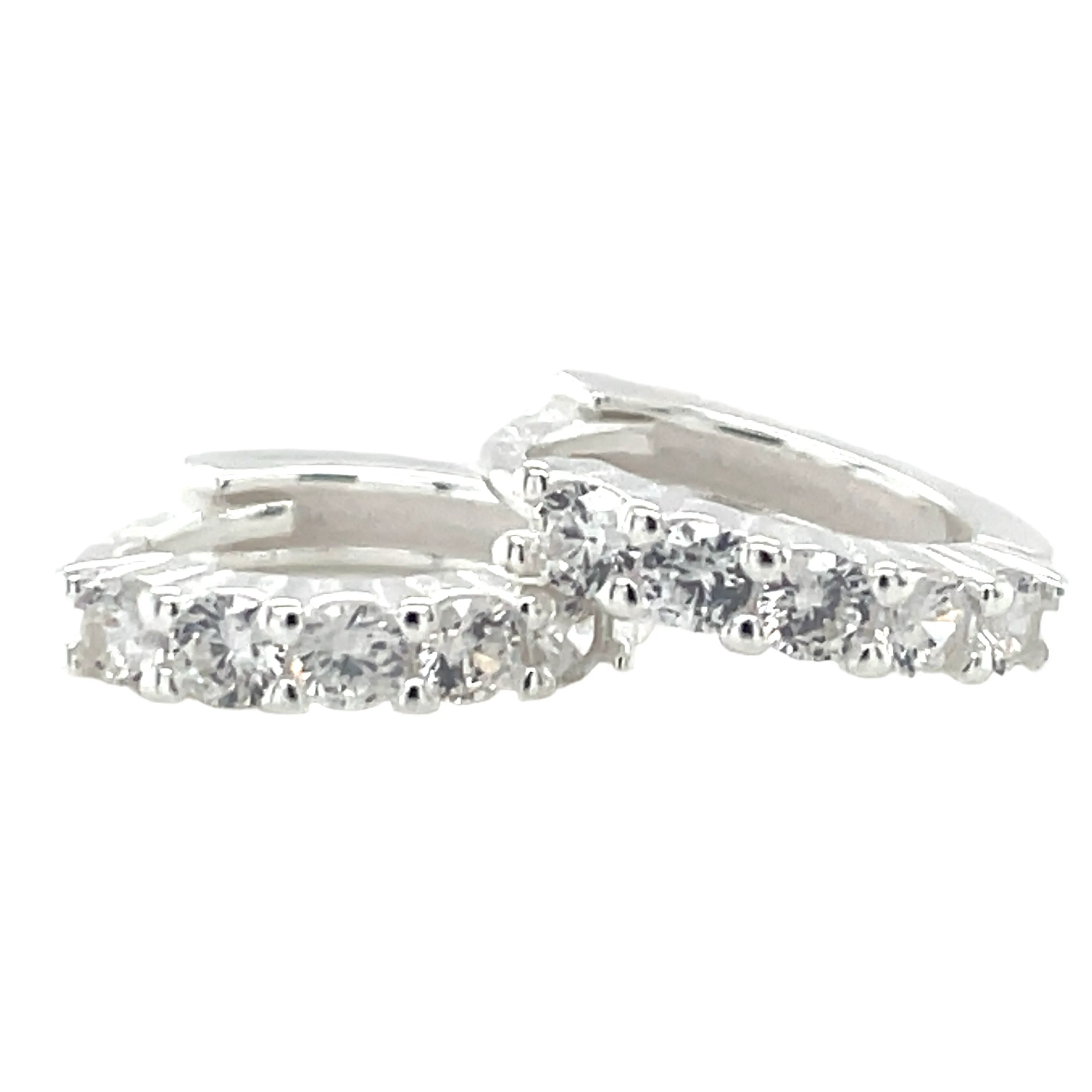 Sterling Silver Cz Hoop Earrings