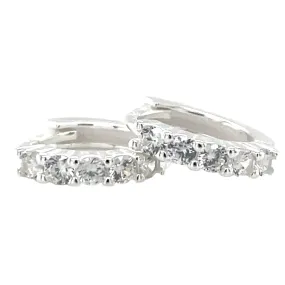 Sterling Silver Cz Hoop Earrings