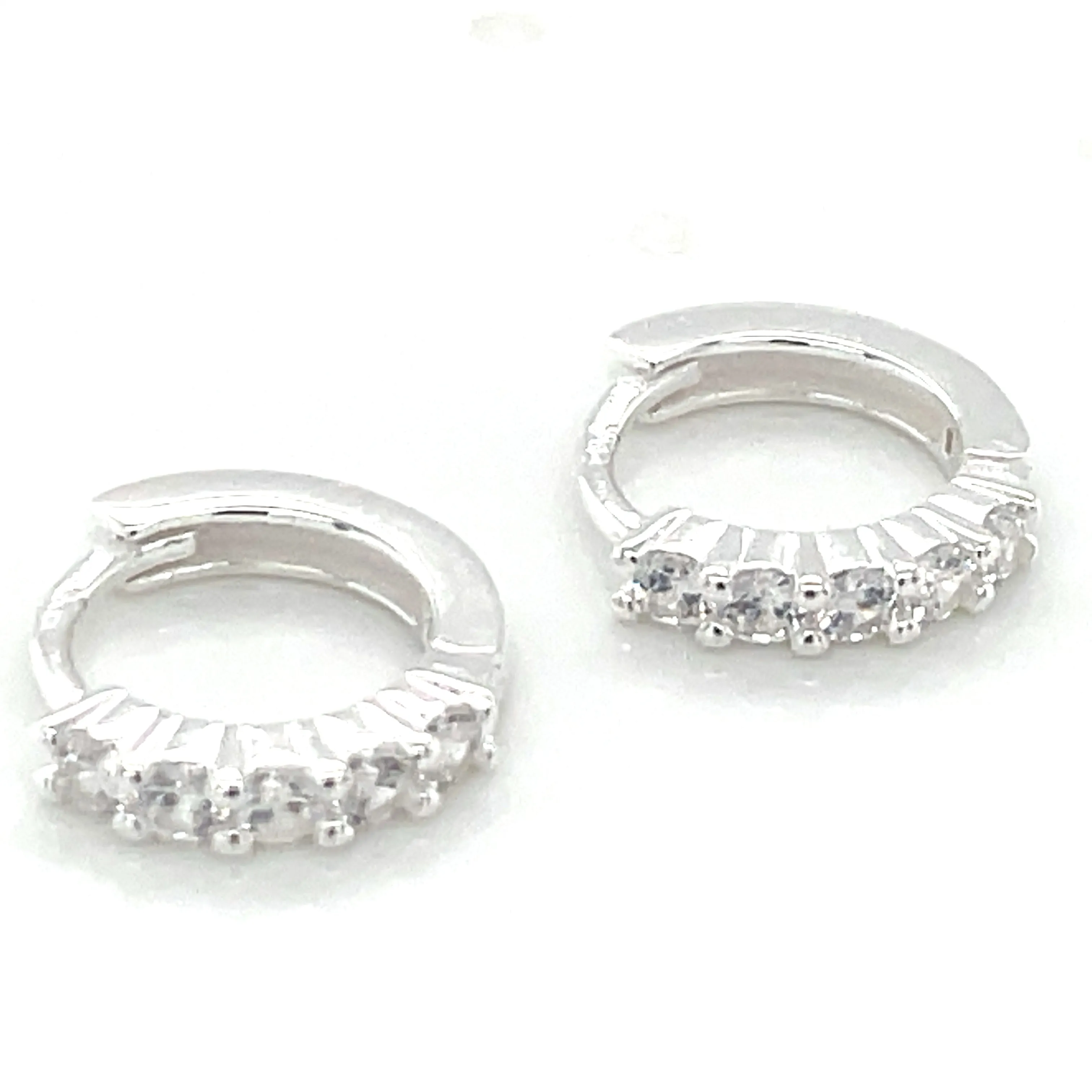 Sterling Silver Cz Hoop Earrings