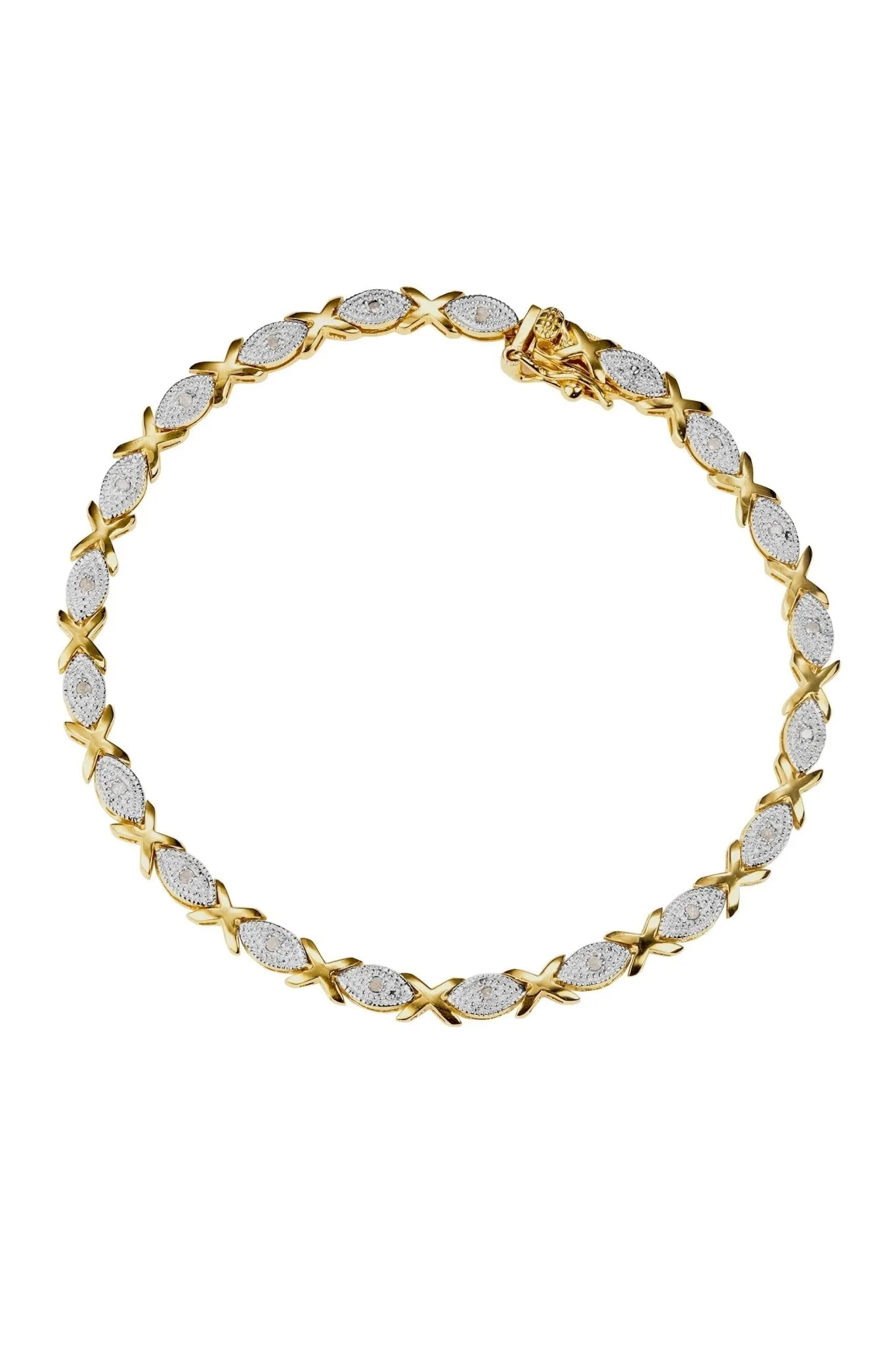 Sterling Silver Gold Plated 0.10ct Diamond Kiss Bracelet