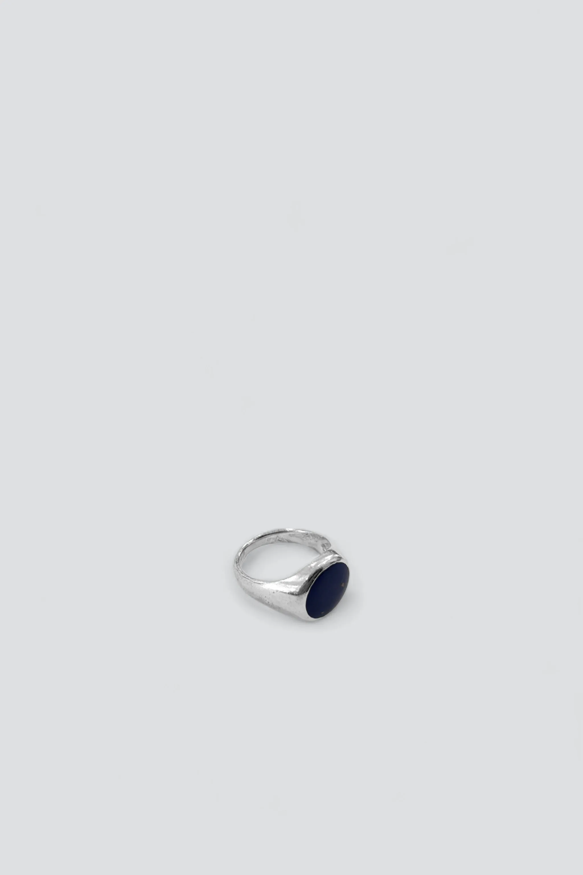 Sterling Silver Lapis Round Signet Ring