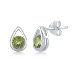 Sterling Silver Peridot Stud Earrings (95230)