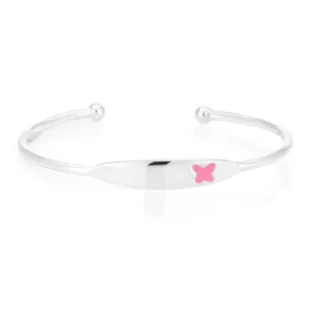 Sterling Silver Pink Butterfly Kids 45mm Bangle