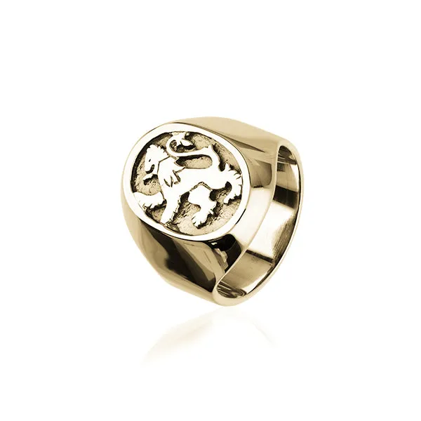 Sterling Silver Signet Ring with Lion Rampant R79