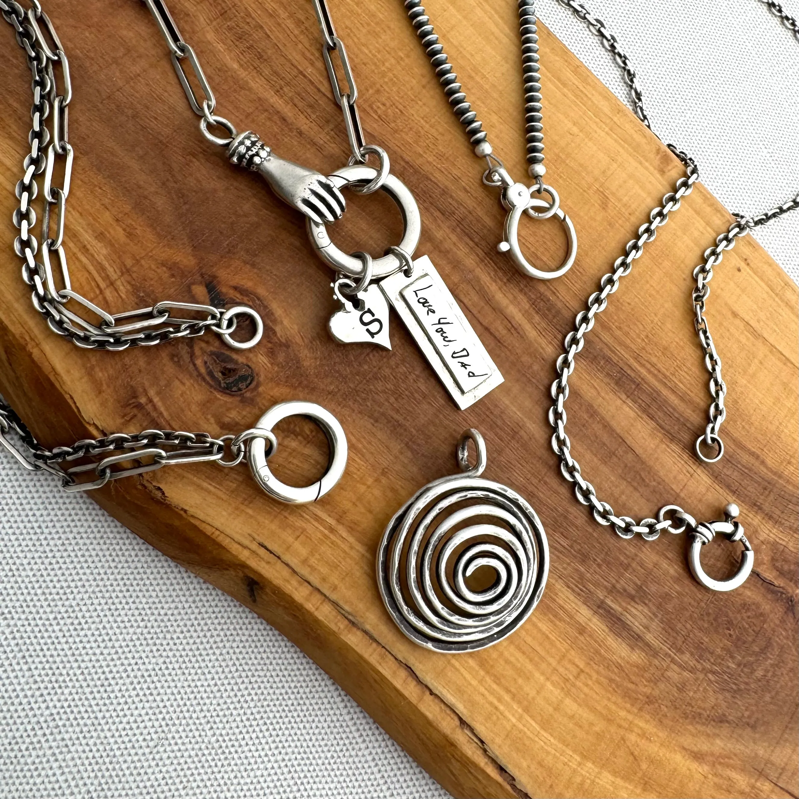 Sterling Silver Victorian Hand Charm Holder Necklace