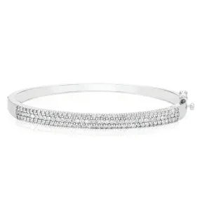 Sterling Silver with 1 carat tw of Diamond Bangle