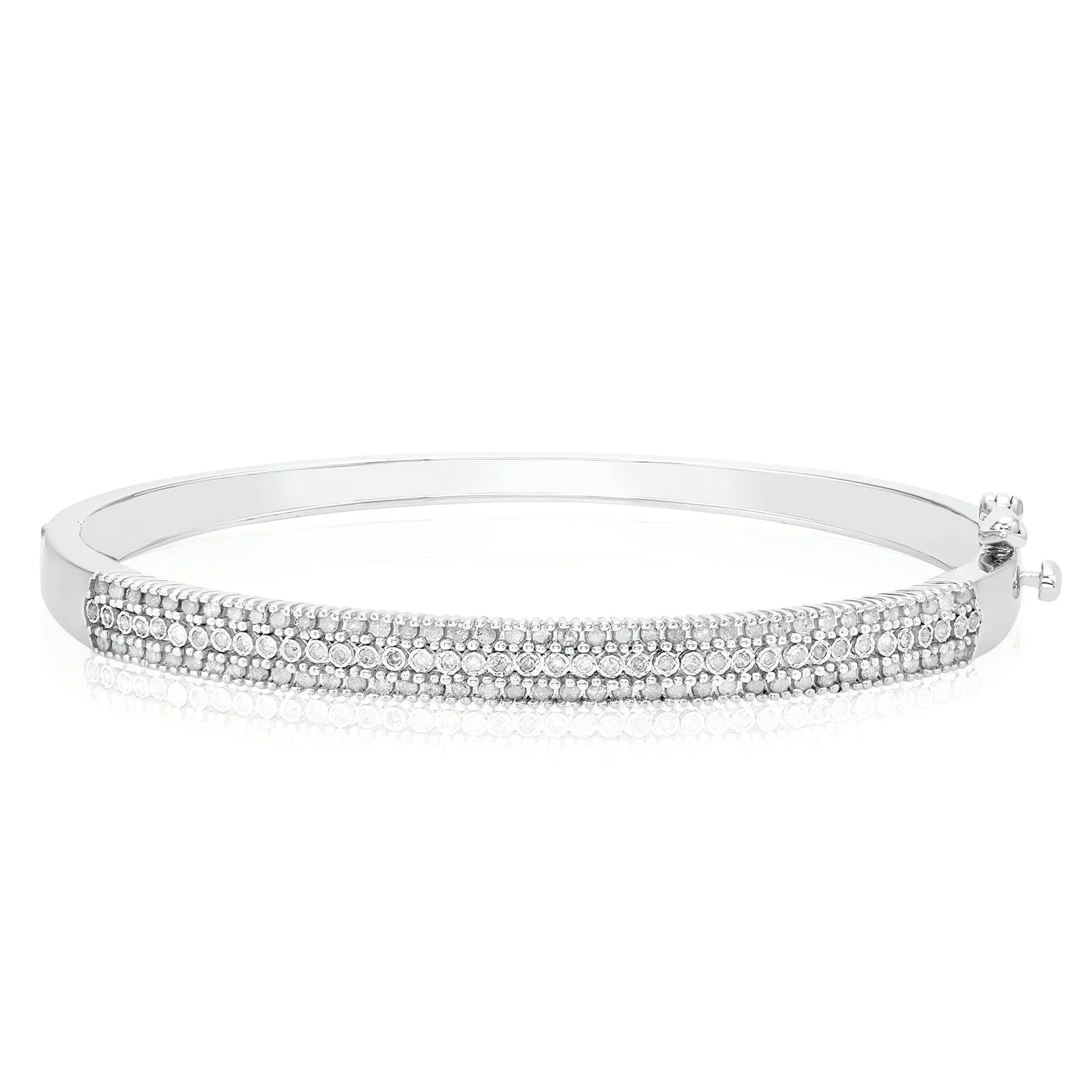 Sterling Silver with 1 carat tw of Diamond Bangle