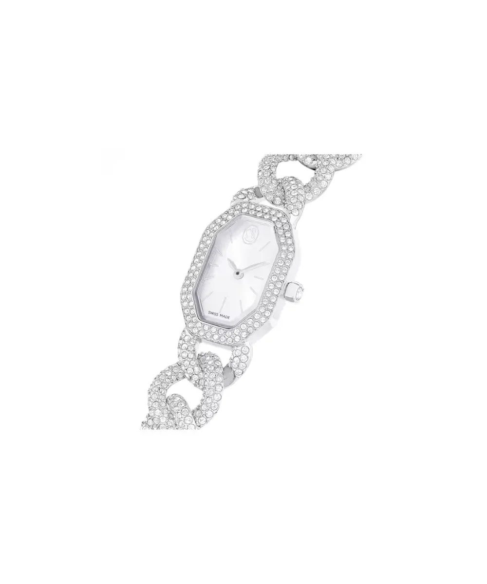 SWAROVSKI DEXTERA CHAIN WATCH, SWISS MADE,CRYSTAL BRACELET, SILVER TONE, STAINLESS STEEL