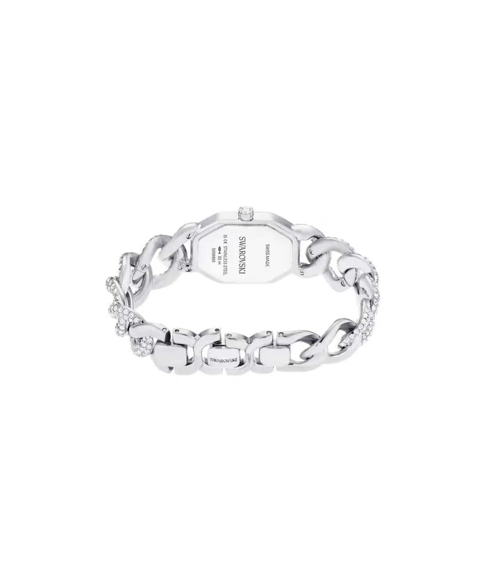SWAROVSKI DEXTERA CHAIN WATCH, SWISS MADE,CRYSTAL BRACELET, SILVER TONE, STAINLESS STEEL