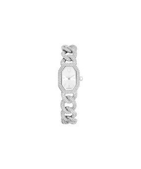 SWAROVSKI DEXTERA CHAIN WATCH, SWISS MADE,CRYSTAL BRACELET, SILVER TONE, STAINLESS STEEL