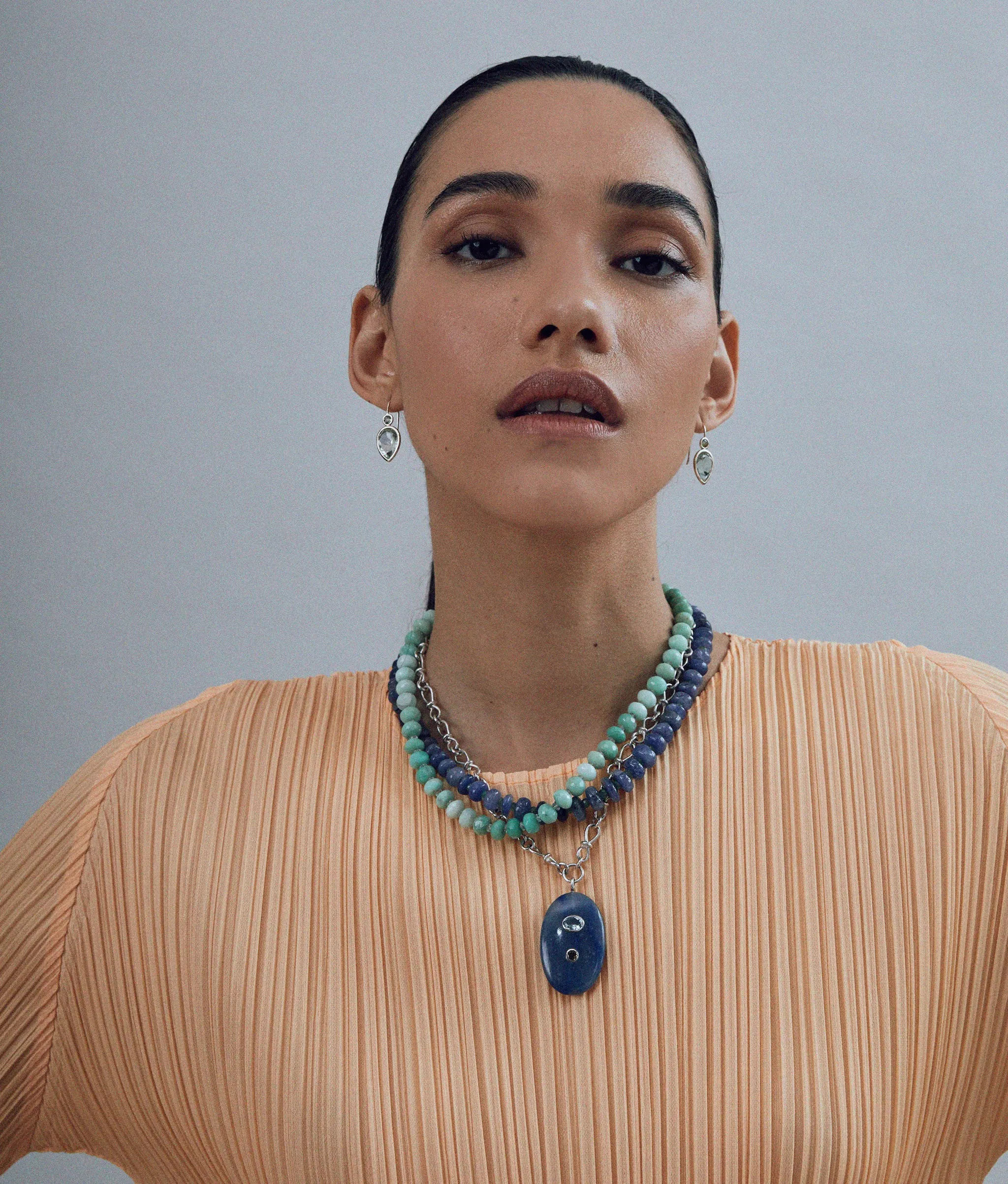 Tanzanite & Emerald 14k Gold Necklace