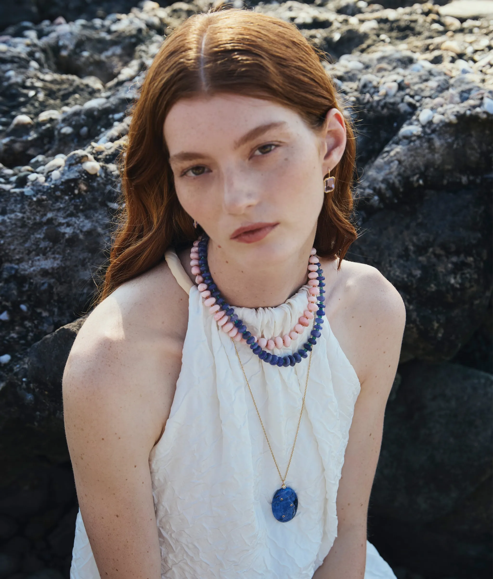 Tanzanite & Emerald 14k Gold Necklace