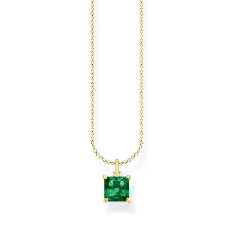 Thomas Sabo Necklace With Green Stone Gold