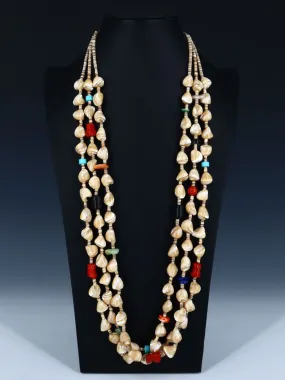 Three Strand Native American Santo Domingo Abalone Necklace
