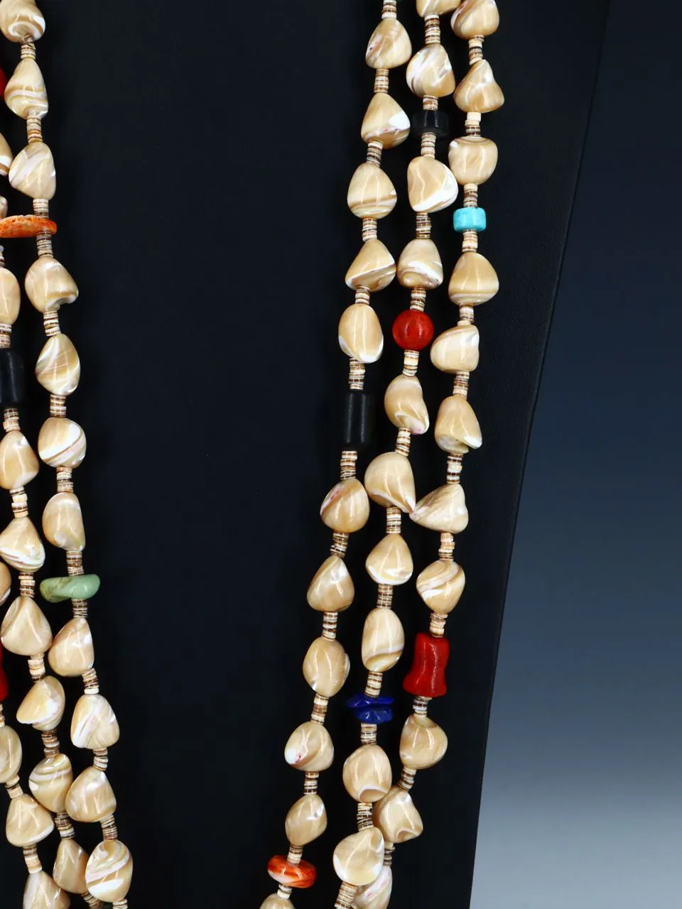 Three Strand Native American Santo Domingo Abalone Necklace