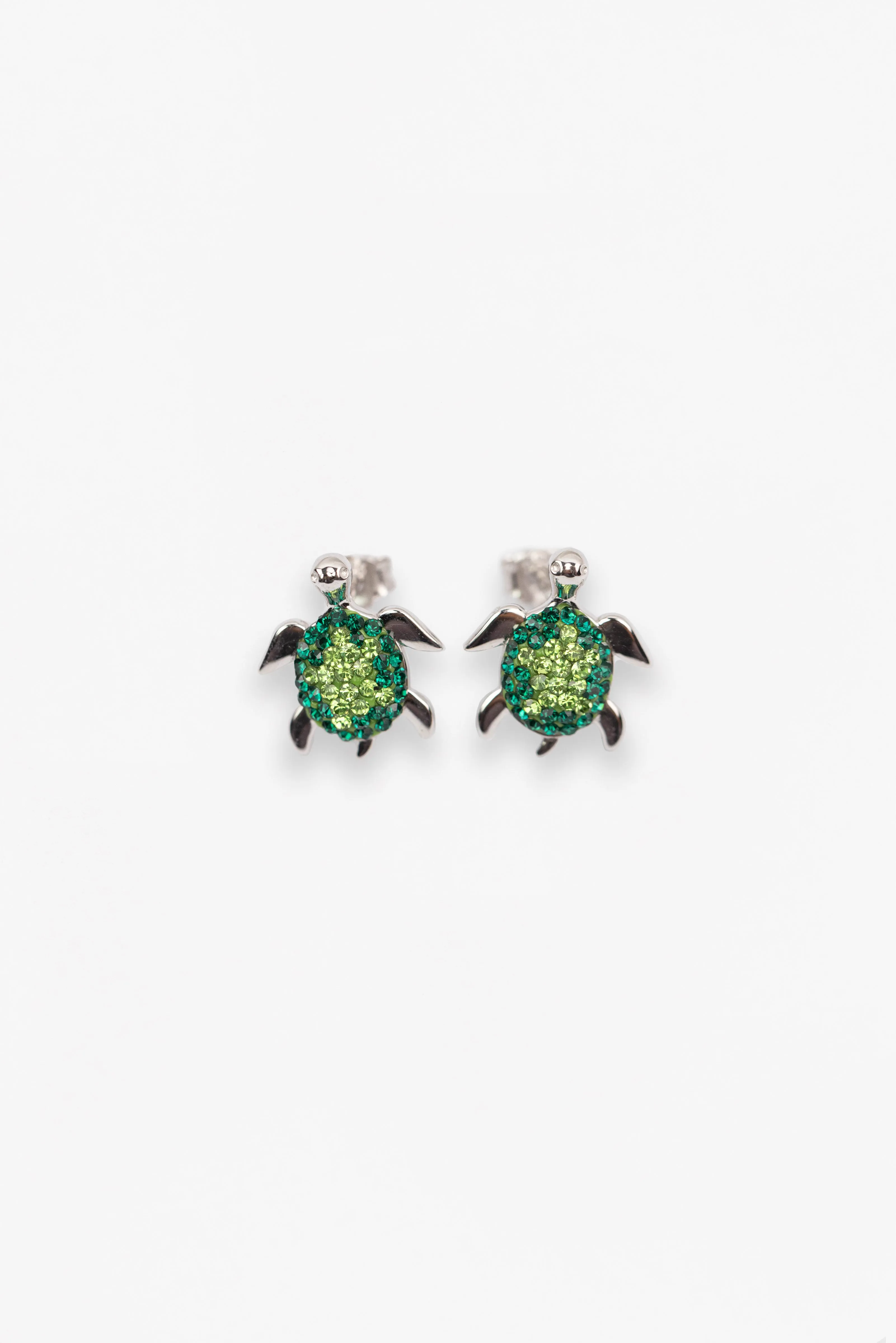 Turtle Crystal Sterling Silver Earrings