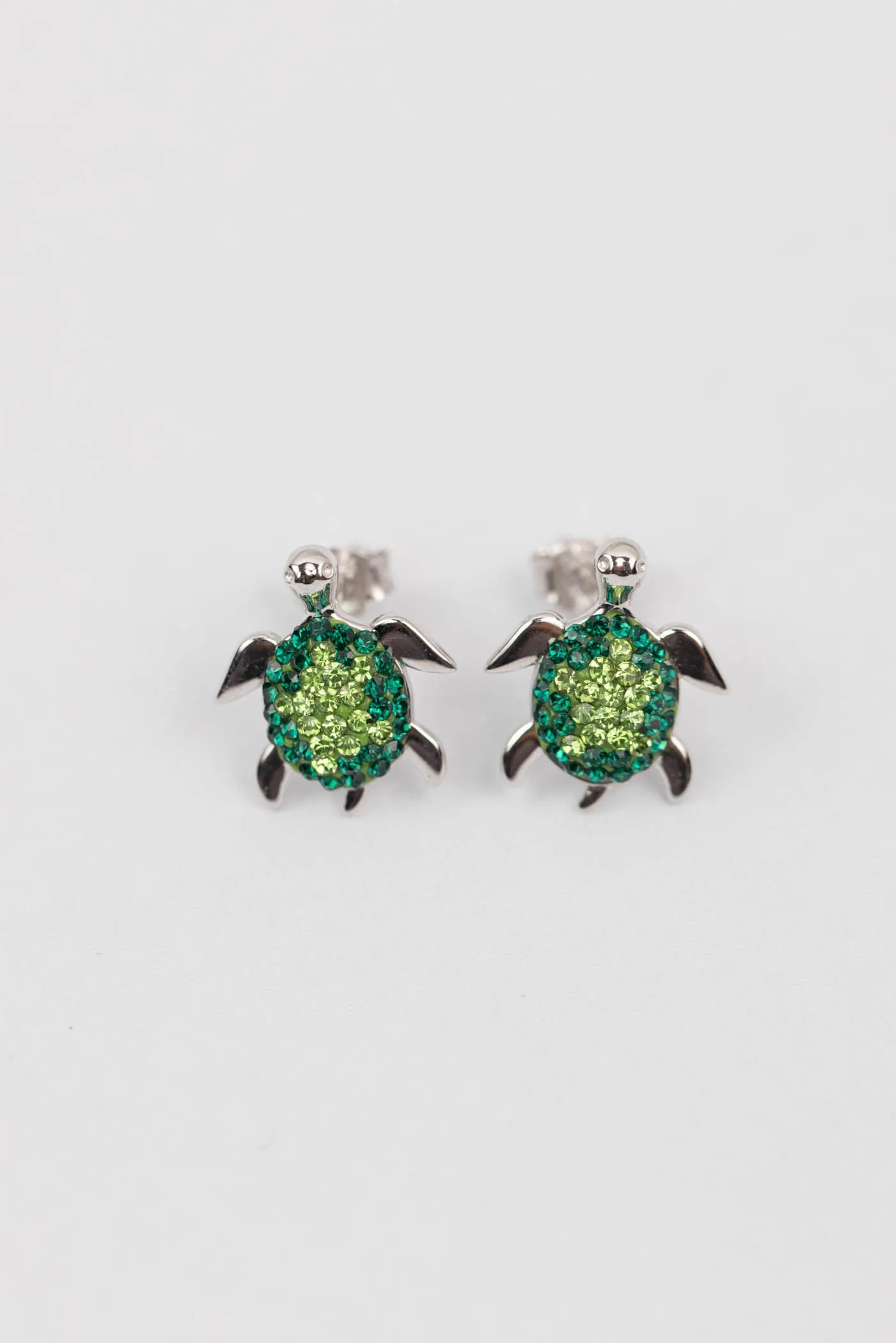 Turtle Crystal Sterling Silver Earrings