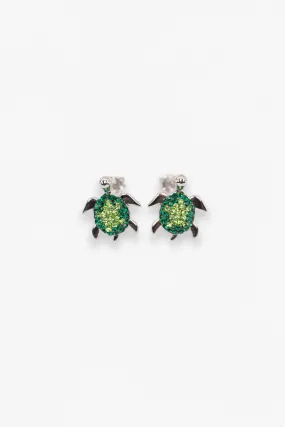Turtle Crystal Sterling Silver Earrings
