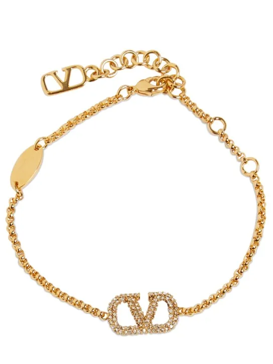 Valentino Garavani   V logo signature crystal bracelet 