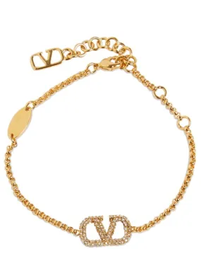 Valentino Garavani   V logo signature crystal bracelet 
