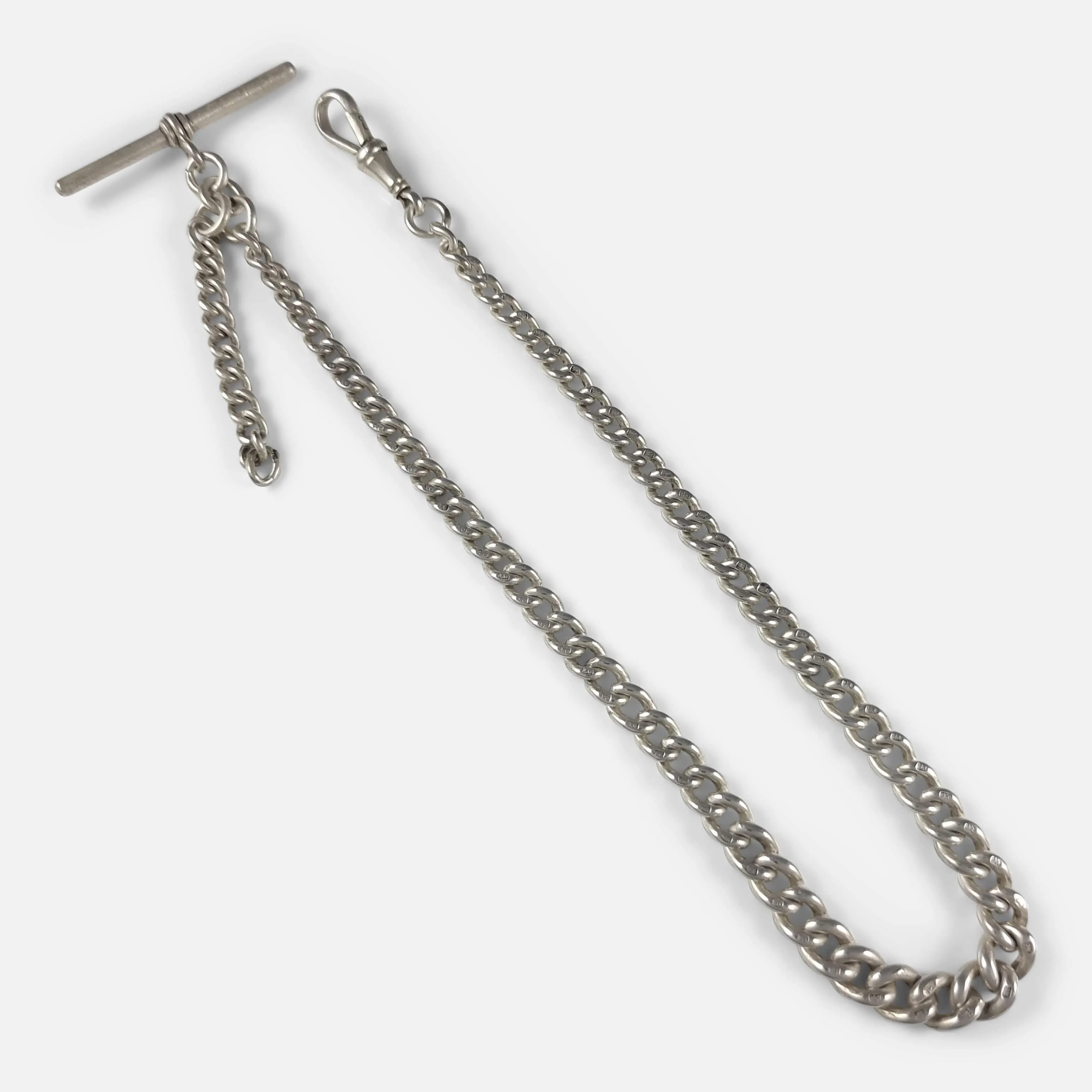 Victorian Sterling Silver Graduating Albert Watch Chain - 1892
