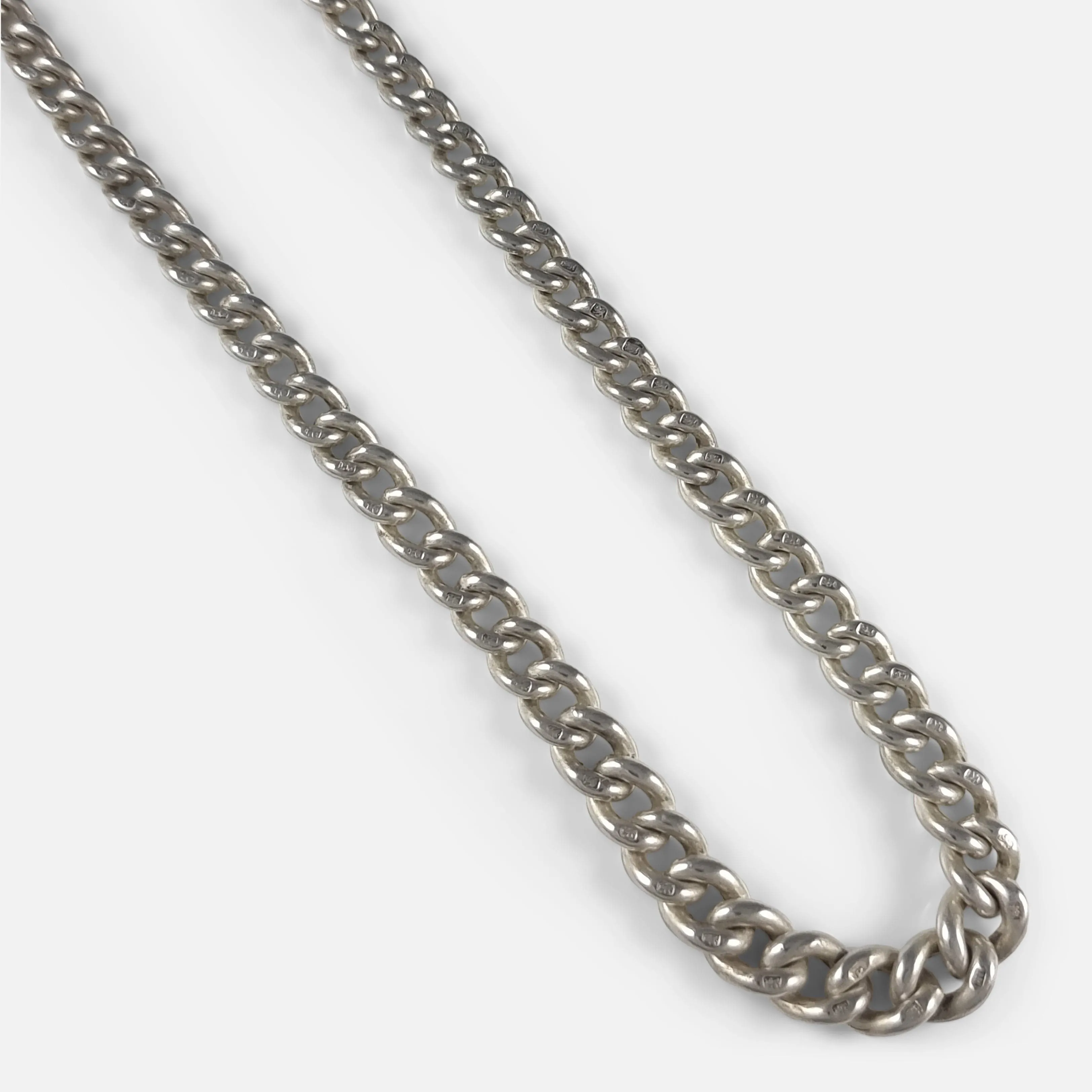 Victorian Sterling Silver Graduating Albert Watch Chain - 1892