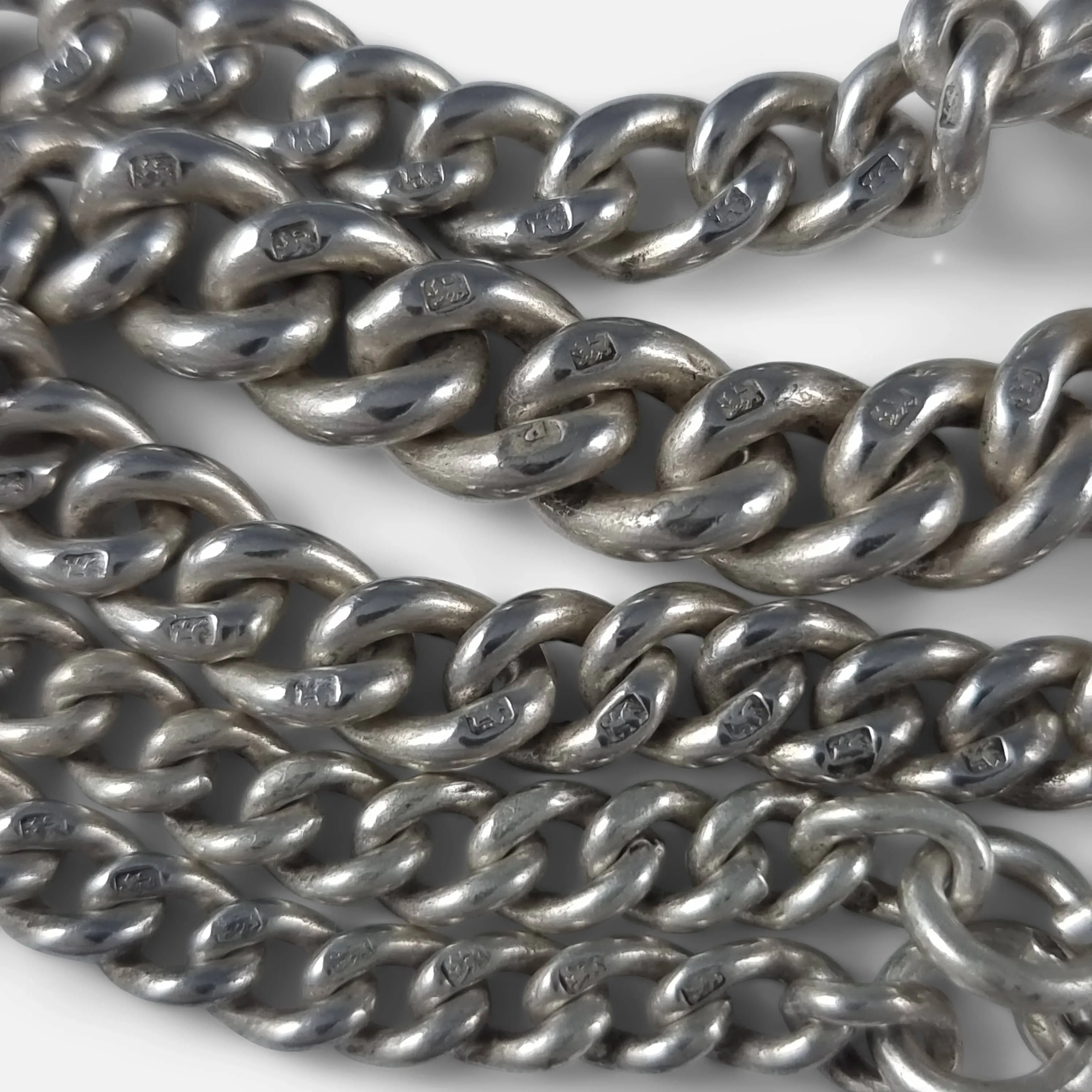 Victorian Sterling Silver Graduating Albert Watch Chain - 1892