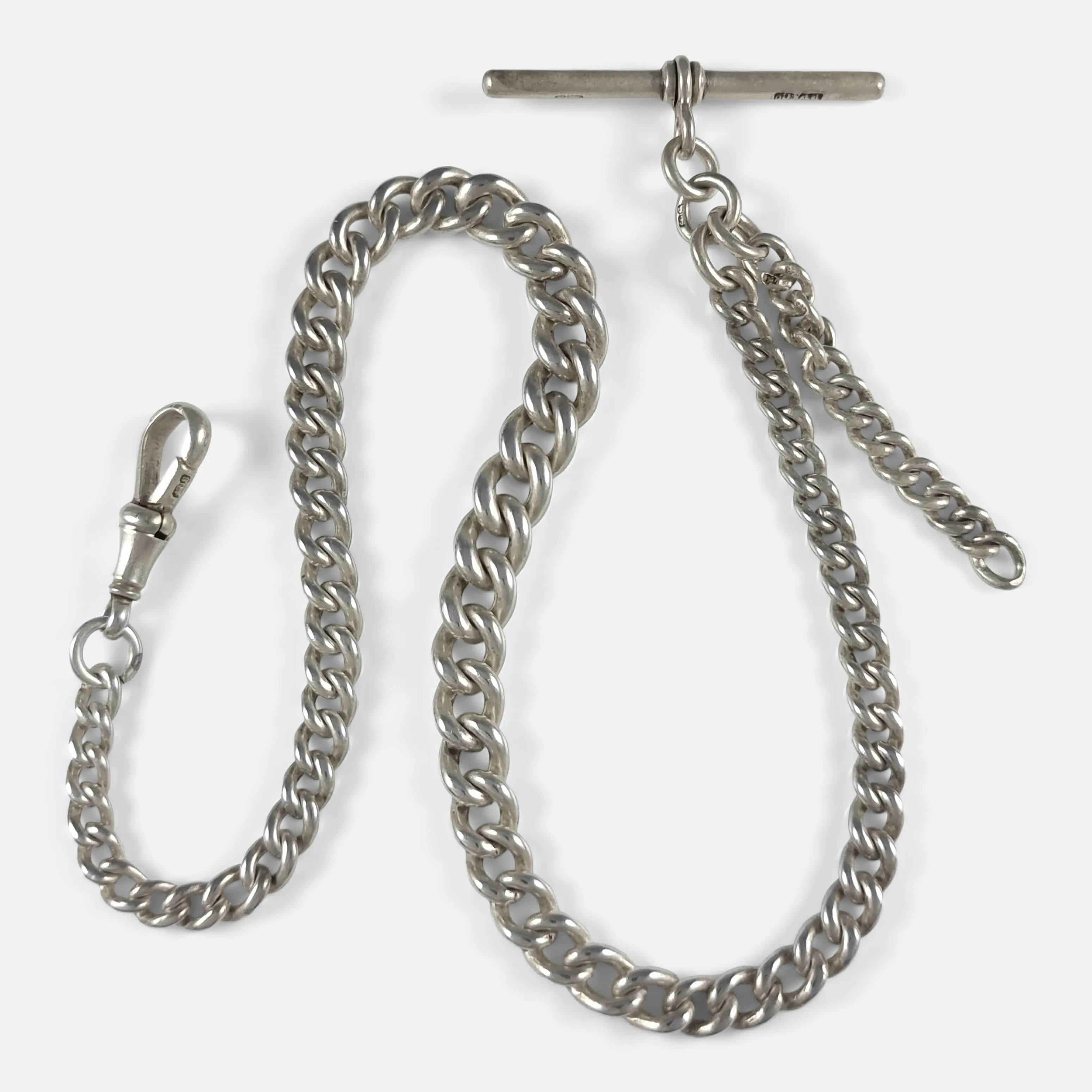 Victorian Sterling Silver Graduating Albert Watch Chain - 1892