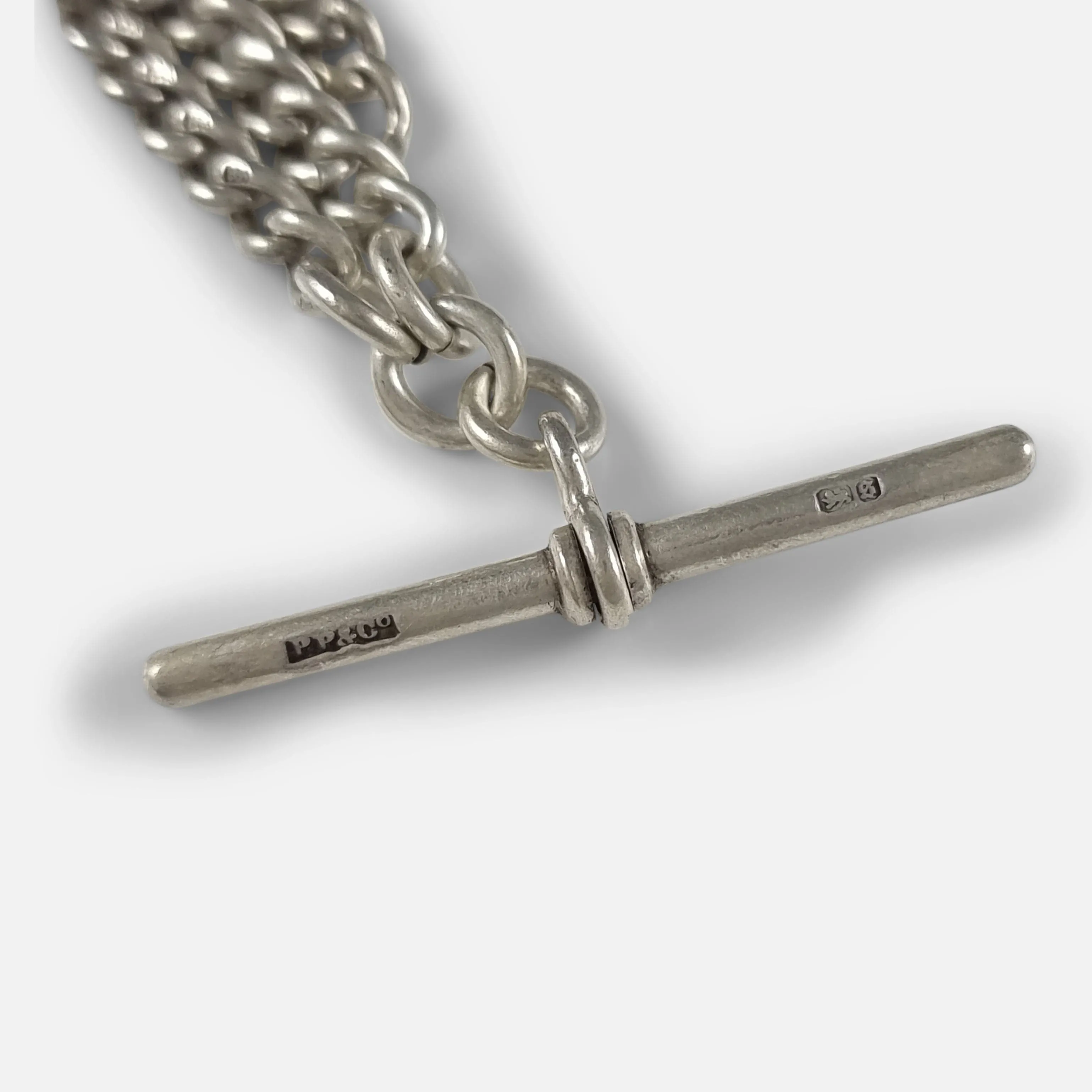 Victorian Sterling Silver Graduating Albert Watch Chain - 1892