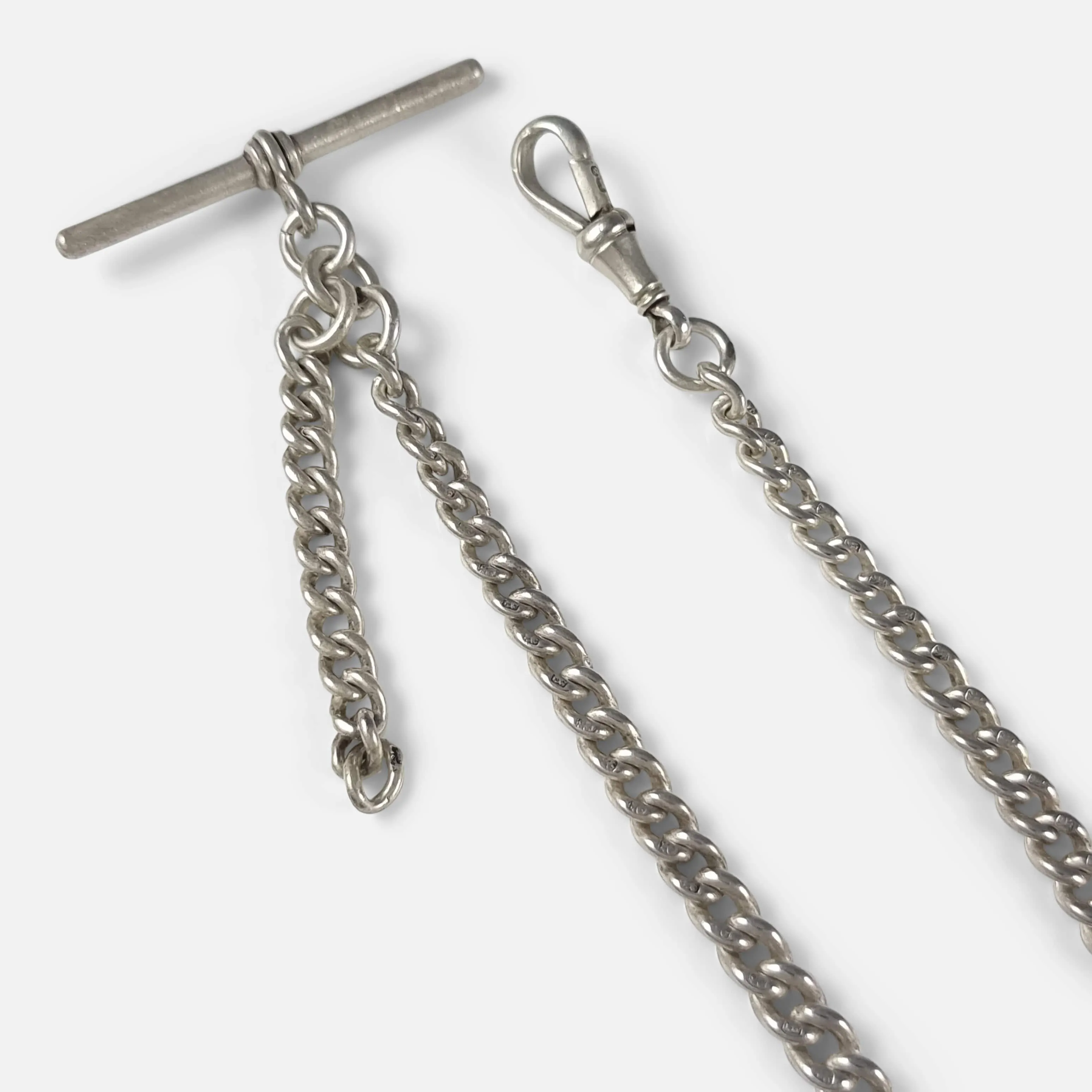 Victorian Sterling Silver Graduating Albert Watch Chain - 1892