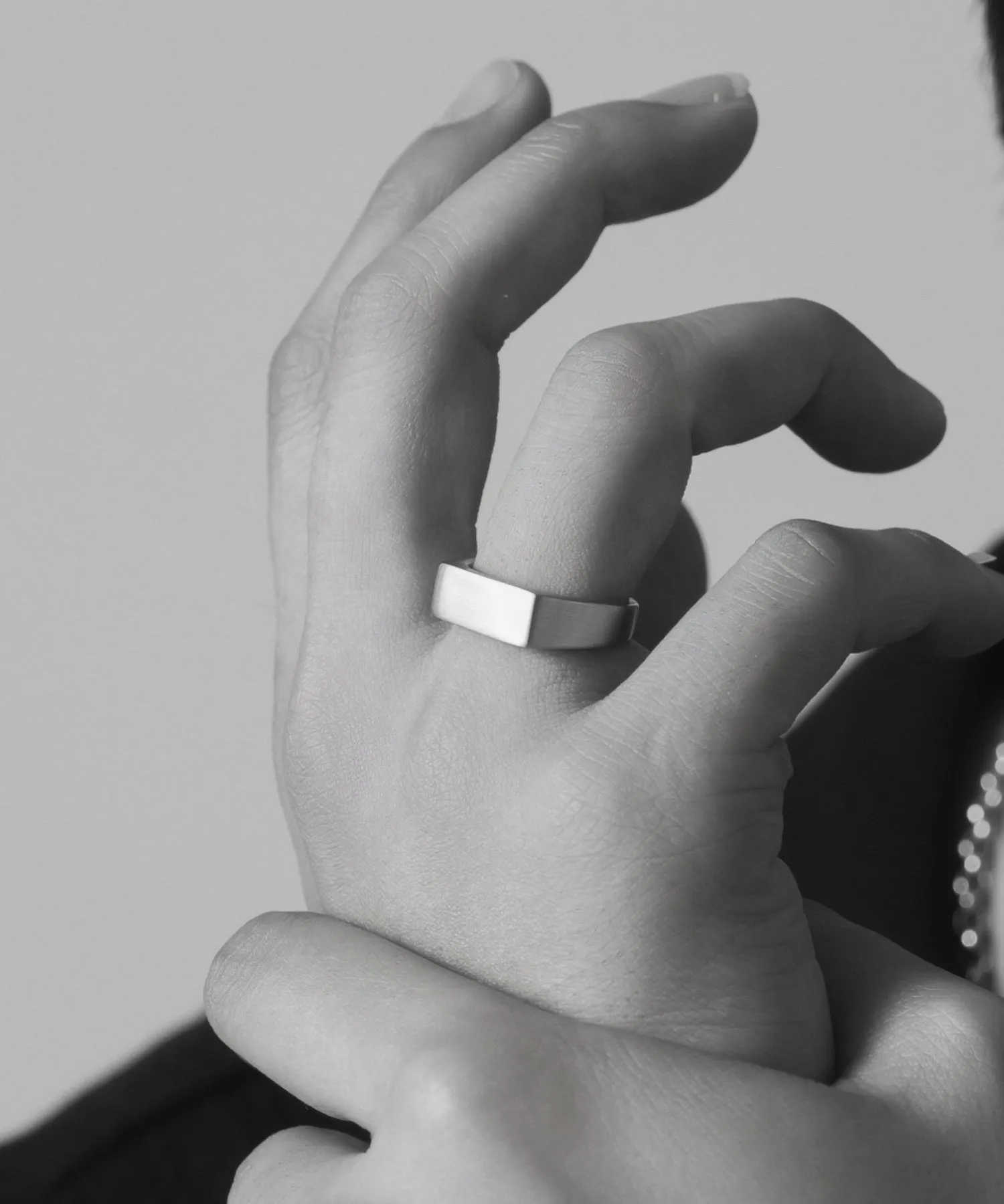 Vintage Rectangle Signet Ring［Stainless］