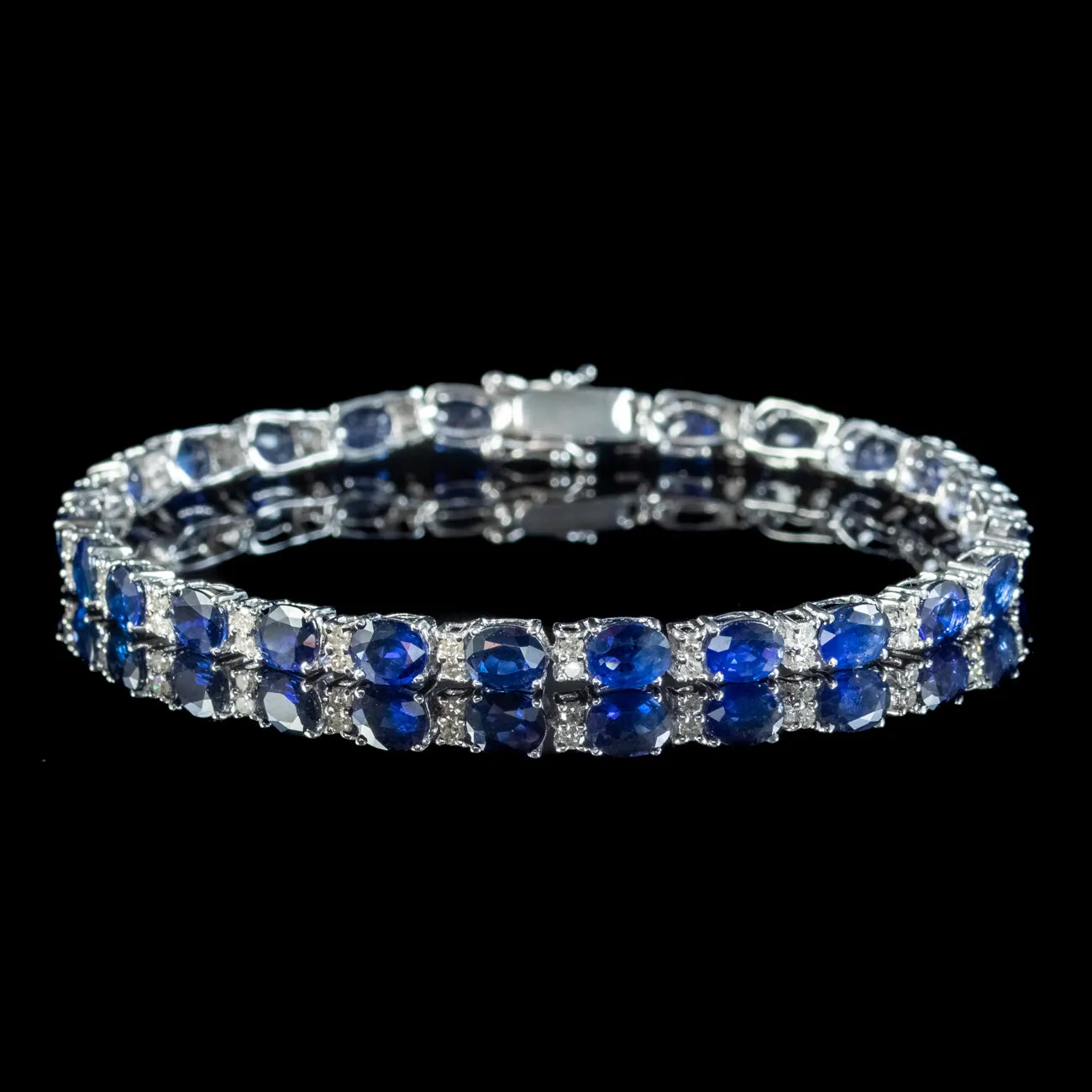 Vintage Sapphire Diamond Tennis Bracelet 18ct Gold 12ct Of Sapphire