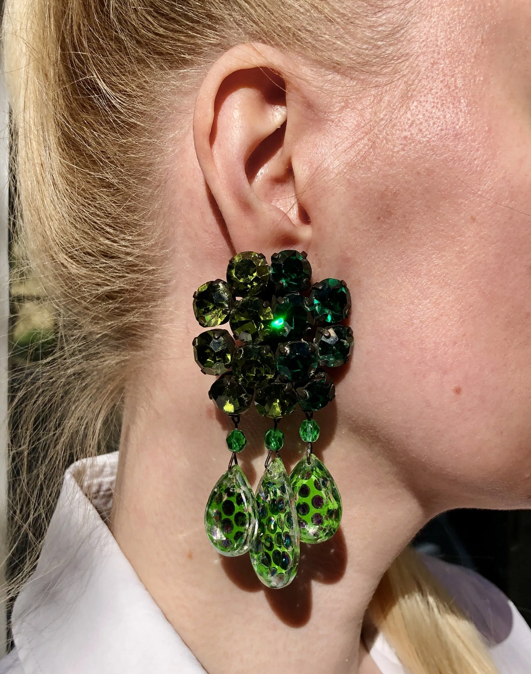 Vintage YSL Blue/Green Crystal Necklace Set