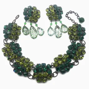Vintage YSL Blue/Green Crystal Necklace Set