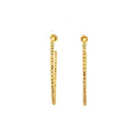 WD1159 14kt Gold Diamond Cut Beaded Hoop 1.5"