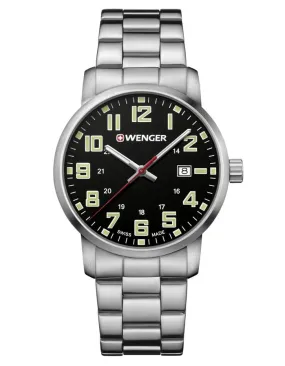 Wenger Mens Avenue Military Time Watch - Stainless Steel Bracelet & Case - Date
