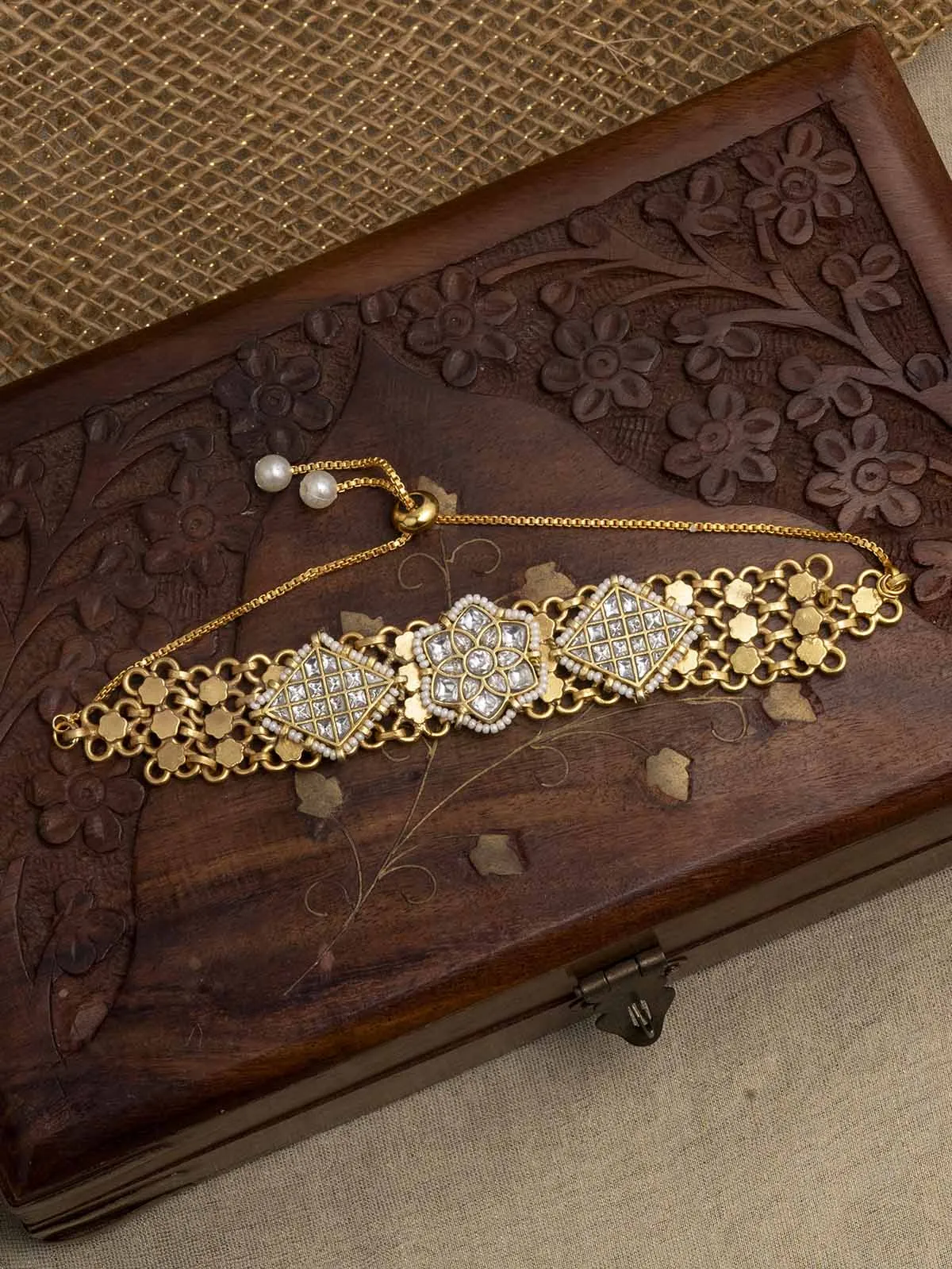 White Color Gold Plated Mishr Bracelet - MR-BRAC126