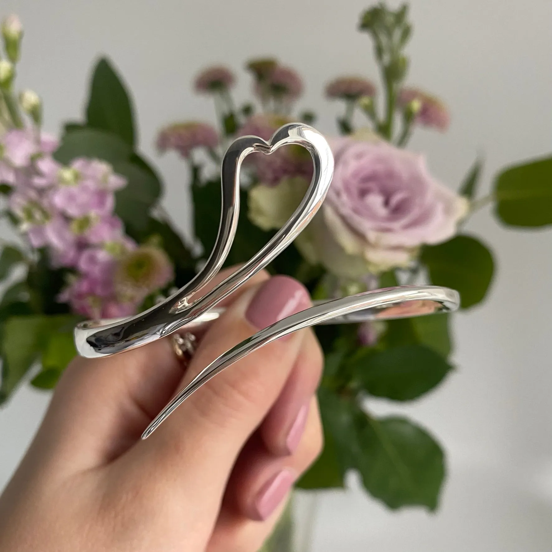 Zoe Silver Heart Bangle